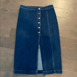 Free People Jasmine Buttoned Midi Denim Skirt